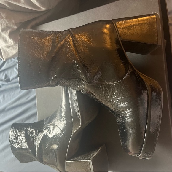 L’intervalle black leather heeled platform ankle boots - Picture 4 of 5